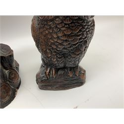 Three Priory Castings composite figures of owls, largest example H40cm