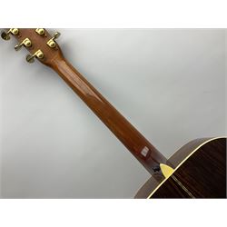 Tanglewood Earth 1000 electro-acoustic guitar, with ivory coloured trim and abalone inlay, serial no. 02050489, L103cm