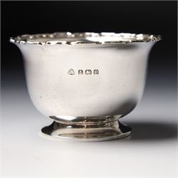 Silver sugar bowl and matching cream jug with crimped rims Birmingham 1938 Maker Adie Bros.