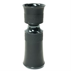 Tapio Wirkkala and Bjørn Wiinblad for Rosenthal - bowl decorated in light relief with goddesses, H15cm; together with two vases from the Porcelaine Noir series, larger H31.5cm (3)