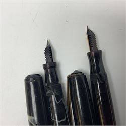 Ten fountain pens, to include Conway Stewart Dinkie 550 marbleised pen with 14ct gold nib, Conway Stewart Shorthand with 14ct gold nib, boxed, Marksman, Parket etc 