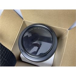 Quantity of camera accessories and equipment, to include boxed Canon EFS 17-55mm IS lens, Canon 59s camera, Olympus camera, etc