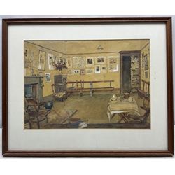 Alan R Yates (Hull 1898-1974): Interior Scene, watercolour signed and dated 1939, 25cm x 36cm 