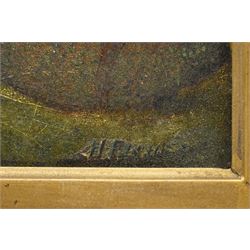 H Fisher (British 19th century): 'Byland Abbey - Yorks', oil on wood panel signed, titled and inscribed 'Sketched 1881 - Copied 1886' verso 29cm x 37cm