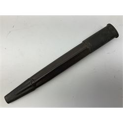 Australian Owen sub-machine gun bayonet, the 25.5cm fullered steel blade marked '53'; in metal bound wooden scabbard marled MA53 L41cm overall