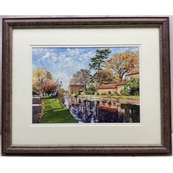 Peter Lapish (British 1937-): 'Canal Head - Driffield', acrylic on paper signed, titled verso 25cm x 35cm