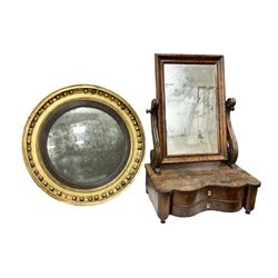 Walnut dressing table mirror, H67cm, together with a gilt circular convex mirror