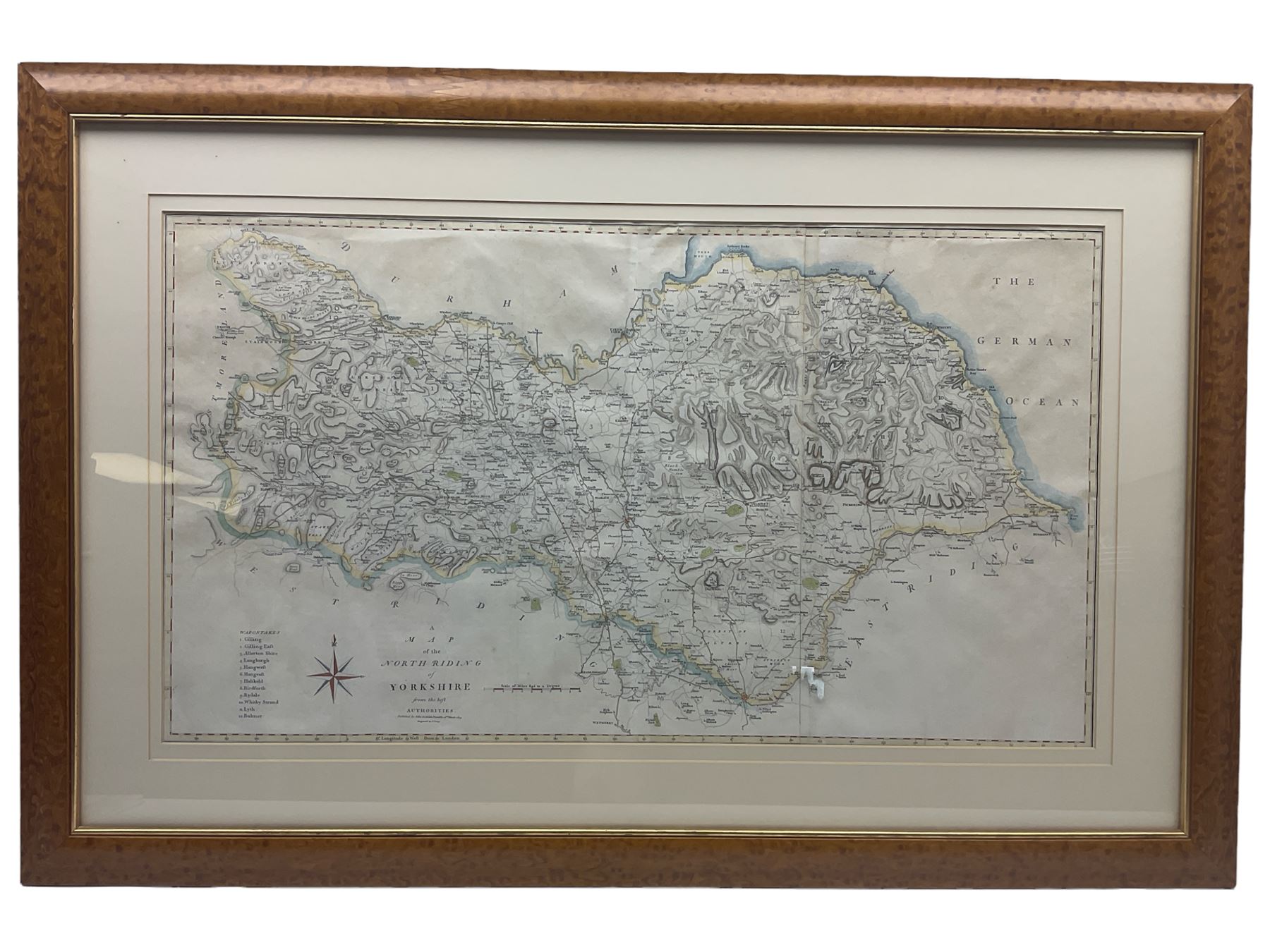 John Cary (British 1754-1835): 'A Map of the North Riding of Yorkshire from the Best Authorities', engraved map with hand colouring pub. 1805, 40cm x 72cm