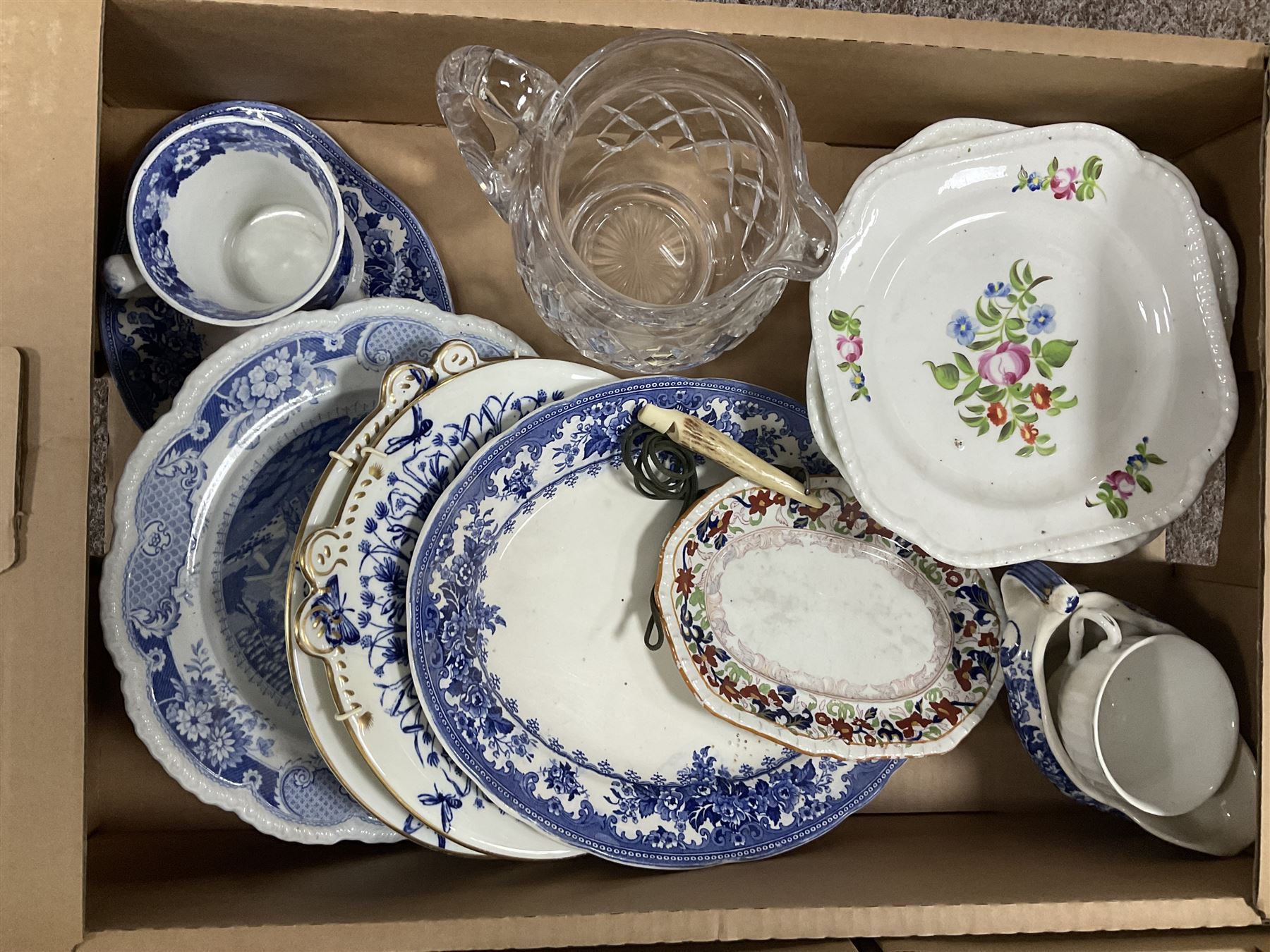 Spode Tower pattern bowl, together with Masons jug, transfer print ceramics and other collectables, in four boxes 