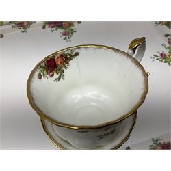 Royal Albert Old Country Roses pattern tea and part dinner service, to include teapot, two open sucriers, two jugs, thirteen cups and saucers, sixteen dessert plates, two cake plates, twelve dinner plates, sauce boat and saucer, etc (approx 114) 