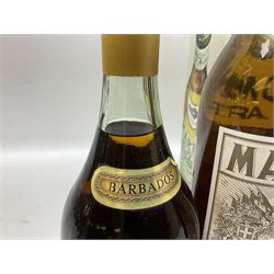 Mixed alcohol comprising Harveys Medium Dry Sherry, 70cl, one bottle, Croft Original Fine Old Pale Cream Sherry, 70cl, one bottle in box, Martini Extra Dry Vermouth, 90cl 18% vol, one bottle in box, Cockspur Barbados V.S.O.R Fine Rum, one bottle, and Baileys Irish Cream, 1l, one bottle (5)