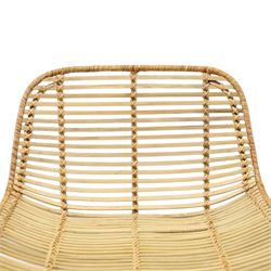 Next - set of three 'Pacific' bar stools, caned back and seat, raised on black tubular supports