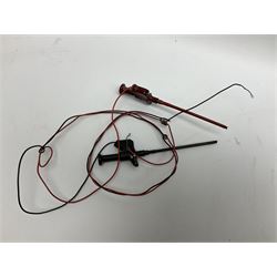 ASA Tokyo monocular microscope with black body, pitchfork base and wooden carrying box containing additional lenses No.47324 H29cm; Universal Avometer Model 8x Mk.III (Panclimatic); and Dansette 222 portable transistor radio (3)