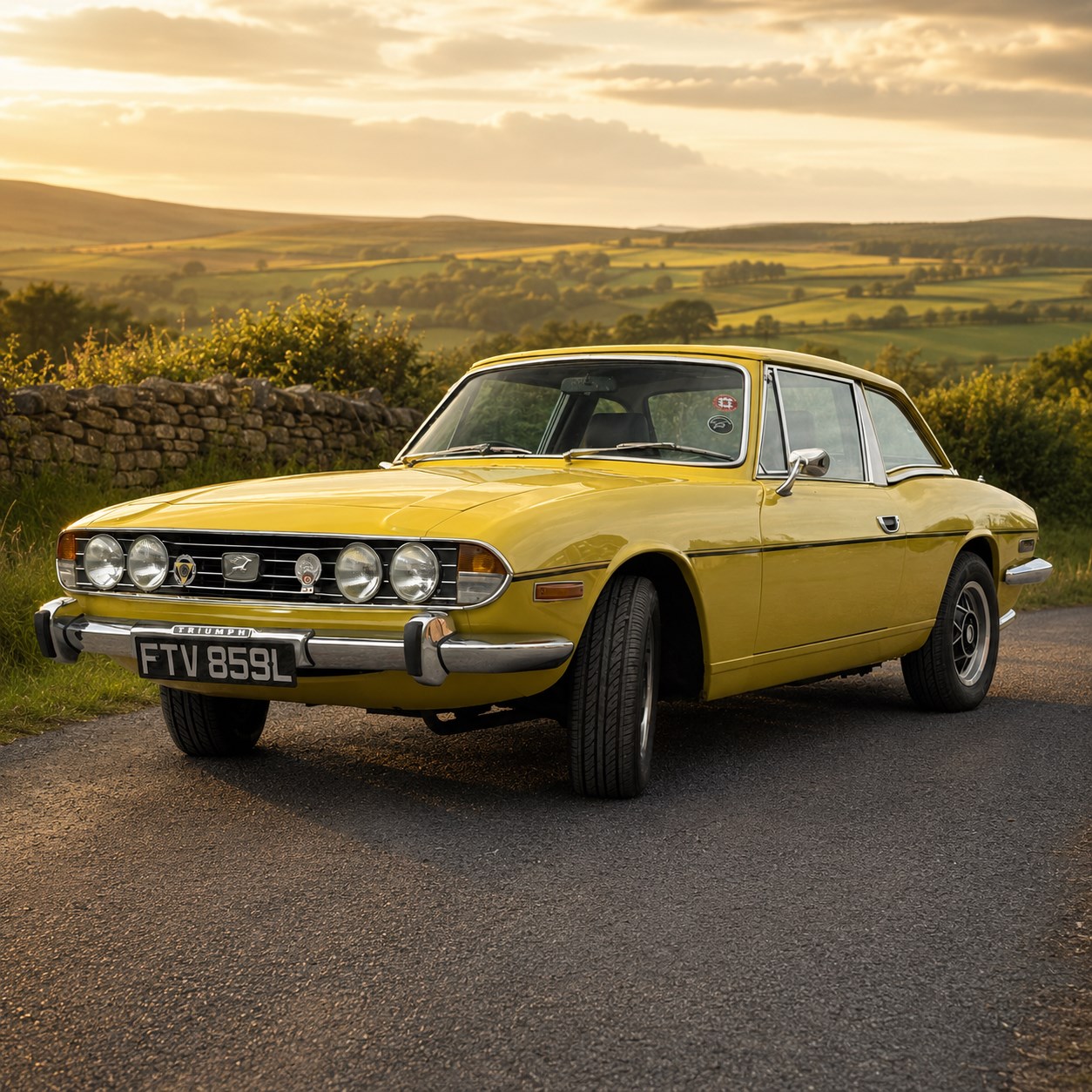 1973 Triumph Stag Mk II 3.0 V8 Manual with Overdrive

Registration: FTV 859L
Date of first registration: 8th March 1973
Recorded mileage: approximately 50,000 miles
Engine: 2,997cc petrol V8
Transmission: four-speed manual with overdrive

An attractive manual-overdrive example of Triumph’s celebrated V8 grand tourer, finished in yellow and supplied with both a removable hardtop and folding soft top.

The car has been the subject of extensive restoration and mechanical work, supported by a large history file containing invoices, notes and photographs documenting the work undertaken. The accompanying records indicate that the engine was rebuilt at approximately 36,000 miles, including re-boring of the block, checking and machining of the top faces, and steam cleaning following machining.

Further work and replacement parts are understood to include an upgraded radiator, electric cooling fan, Stag Webber header tank kit, complete set of cooling hoses and clips, fuel pump and filters, alternator, distributor cap, HT leads, spark plugs, front brake calipers and hoses, rear brake cylinders, tyres, front lights and LED bulbs. Various seals, interior trim items and seat components have also reportedly been renewed.

The car is believed to have been dry-stored from 1994 until 2017, with a substantial programme of recommissioning and improvement subsequently undertaken between 2017 and 2023. The history file also includes earlier MOT certificates dating from 1988 to 1994.

Offered with its V5C, hardtop, soft top, extensive restoration and maintenance history, photographic record and a quantity of useful spare parts, including a new dashboard veneer set.