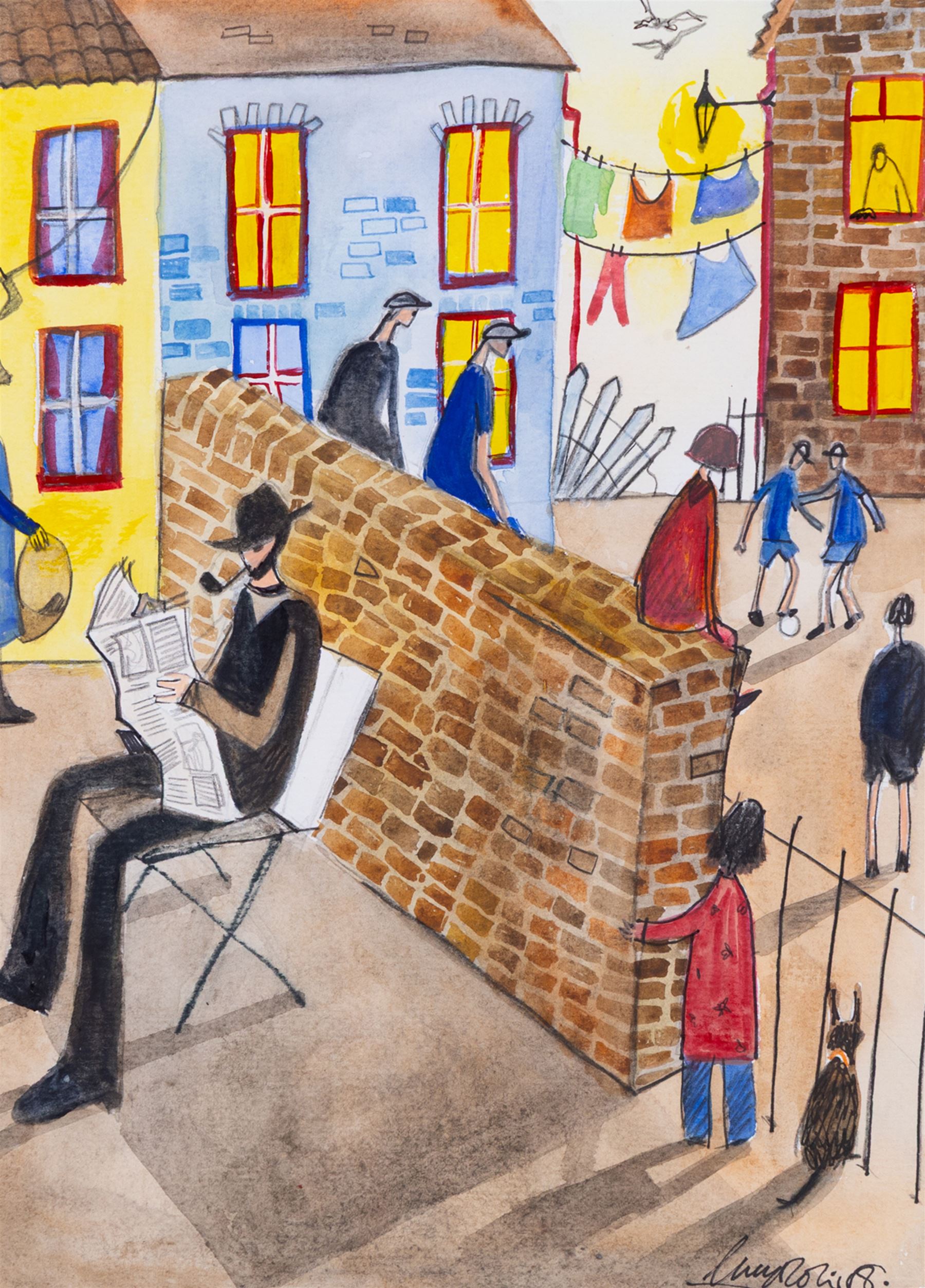 Lucy Collins (British Contemporary): 'Our Back Yard', watercolour signed and dated '08, titled verso 29cm x 21cm