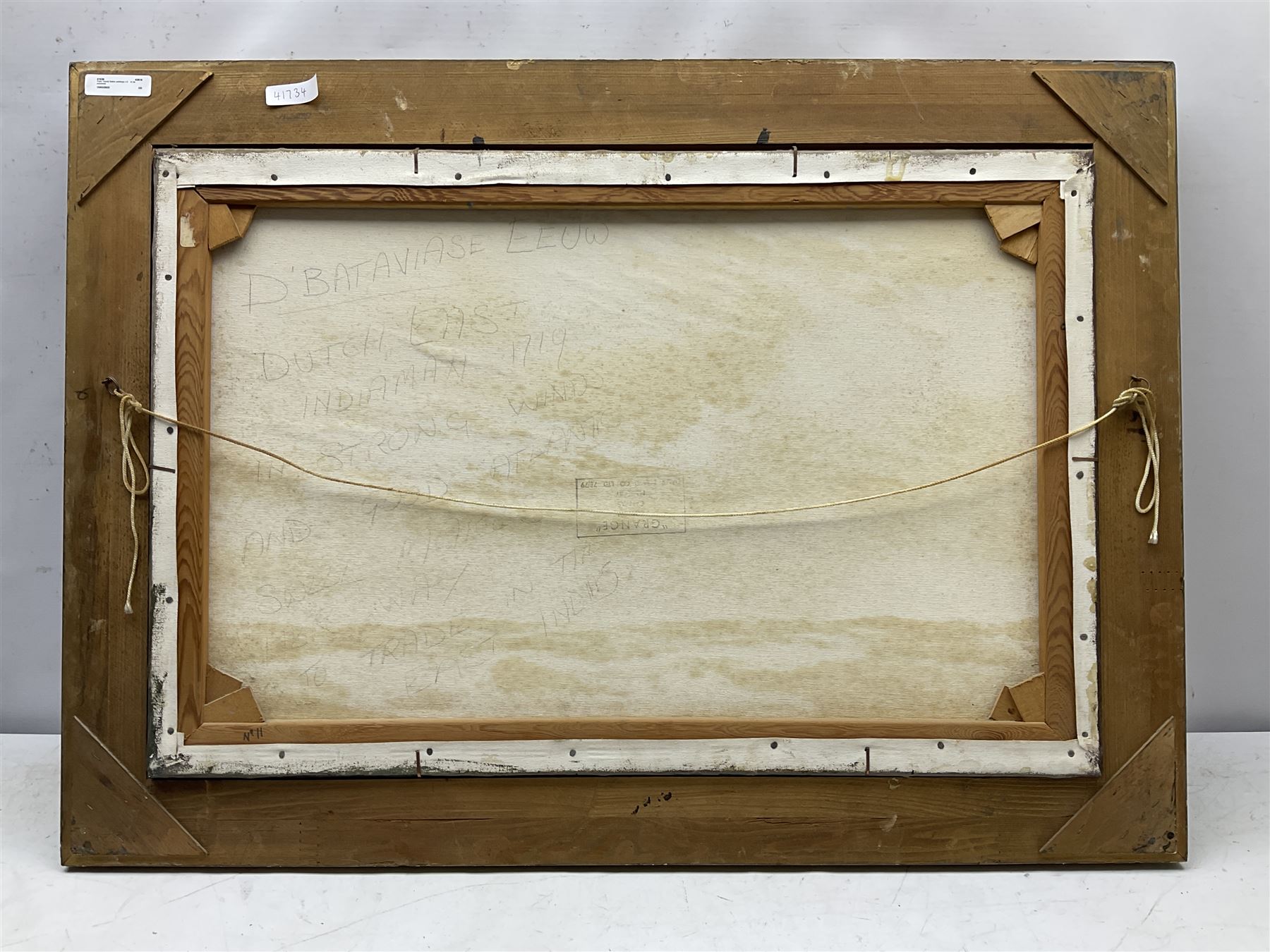 Peter Gerald Baker (British 20th century): 'D'Batavaise Eeuw - Dutch East India Man 1719 in Strong Winds and Good Atlantic Swill Makes Her Way to Trade in the East Indies', oil on canvas signed and dated 1980, 50cm x 75cm