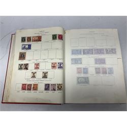 Single album collection of King George VI stamps, including Aden, Antigua, Ascension, Australia, Bahamas, Bahrain, Barbados, Basutoland, Bechuanaland, Bermuda, British Solomon Islands, Brunei, Burma, Cayman Islands, Dominica, Falkland Islands, Gambia, Gilbert and Ellice Islands, Gold Coast, Great Britain 1939-48 set to one pound including ten shilling dark blue, Grenada, Hong Kong, India, Ireland, Jamaica, Leeward Islands, Malta, Mauritius, New Zealand etc