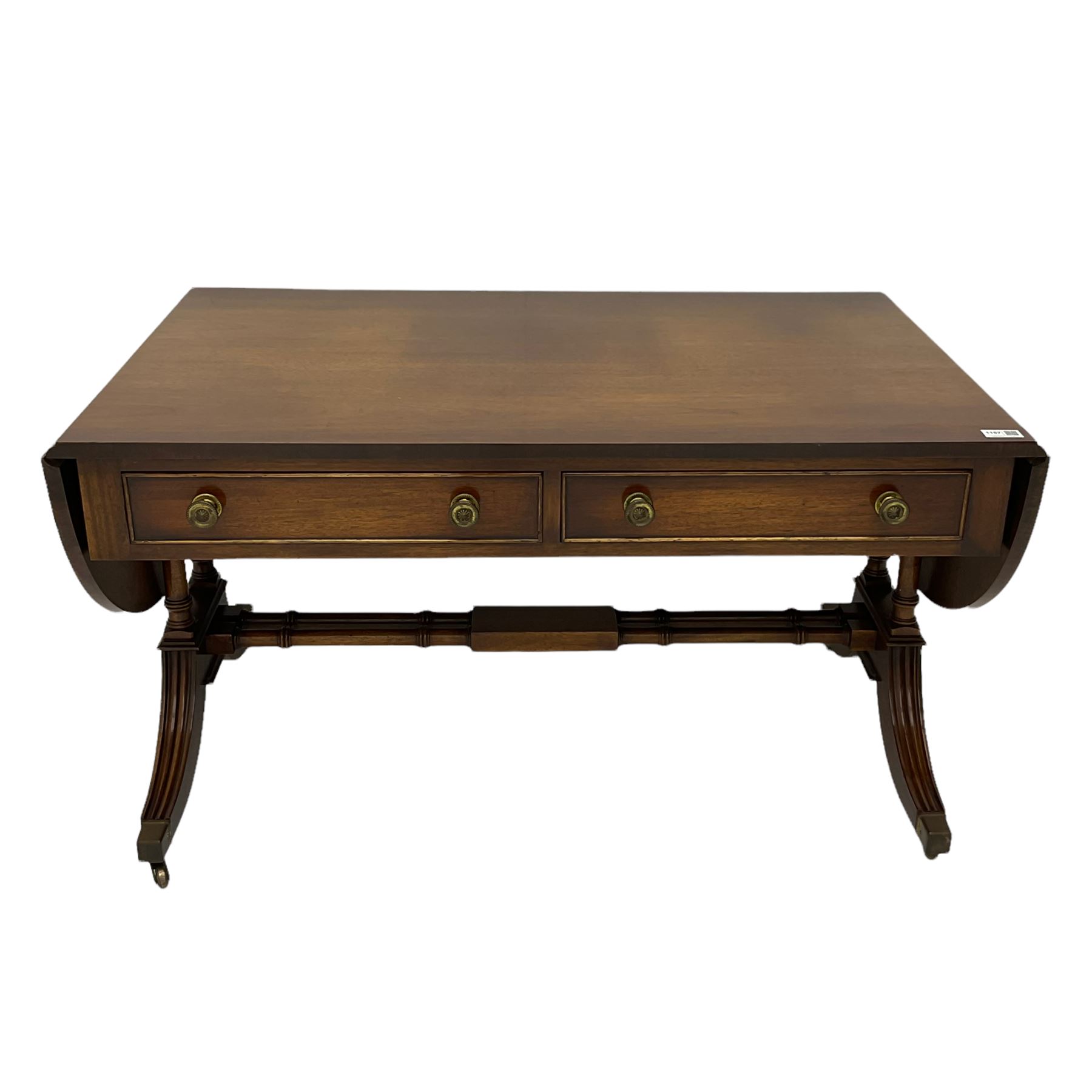 Bevan Funnell Reprodux - mahogany drop leaf sofa coffee table