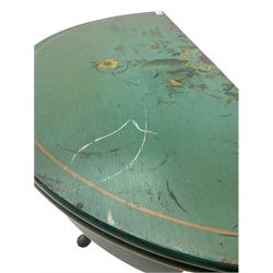 Painted demi-lune side table, fold over top
