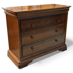 Willis & Gambier - French cherry chest, frieze baized lined drawer over three long drawers...
