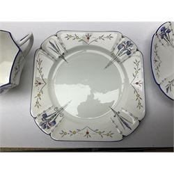 1920s Shelley Queen Anne shaped trio, decorated in the Blue Iris pattern no. 11561, ith printed mark beneath 