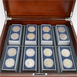 Thirty two United States of America silver dollar coins, 1879-1926, presented in Danbury Mint 'Historic US Silver Dollars' chest