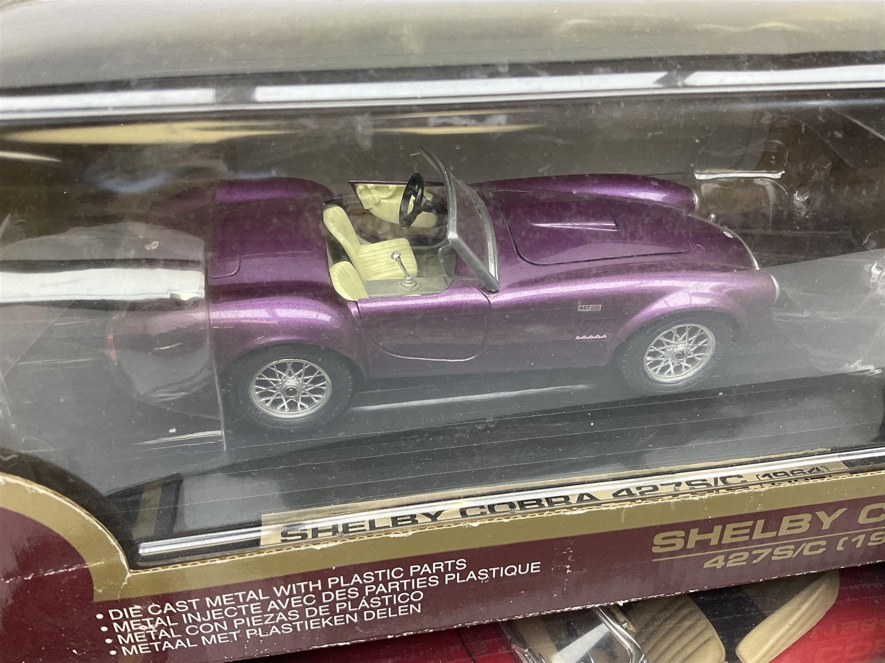 Nine 1:18/1:24 scale die-cast models - two Foxtons Mini Coopers; Road Legends Shelby Cobra; Maisto Mustang Mach III; and five by Bburago including Porsche 356B Cabriolet 1961, Chevrolet Corvette Convertible 1998 etc; all boxed (9)