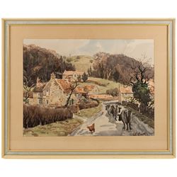 E C Clark (British 20th Century): 'Rievaulx Village', watercolour signed, titled verso 36cm x 49cm
