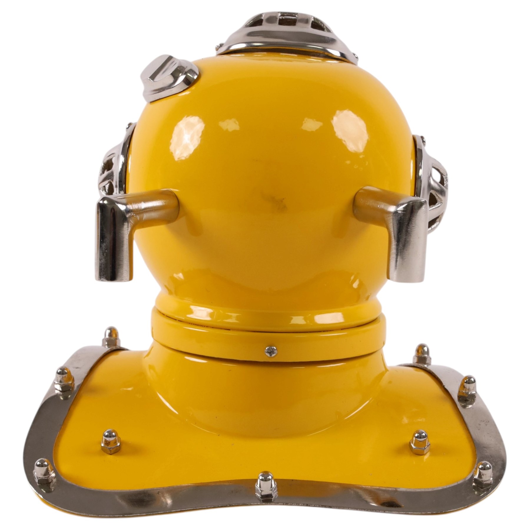 Reproduction miniature yellow divers helmet as Made by Siebe Gorman and Co, Submarine Engineers, London, H20cm