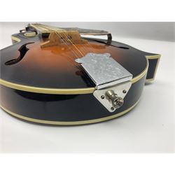 Ashbury F-Model eight-string mandolin, model no.IMF-150 with two-piece maple back and ribs and sunburst top, mother-of-pearl inlay; bears maker's label; L69cm