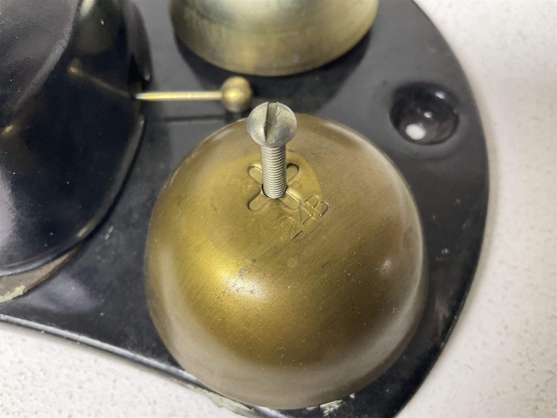 Two GPO wall mounted bell boxes, the first example marked no.1, and no.1A, together with three other wall mounted bell boxes 