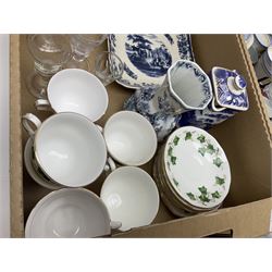 Colclough tea wares, decorated with vine leaves, together with Ringtons jars and other ceramics and glassware in five boxes  
