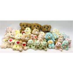 Three 'Nookie Bear' ventriloquist dummy bears with moving eyes and mouth H56cm; and twenty-five various size and colour 'Care Bears' (28)