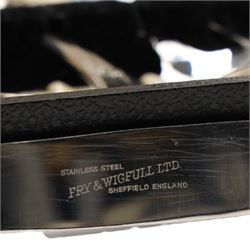 Brass preserve pan with loop handle D29cm and canteen of chromium plated cutlery