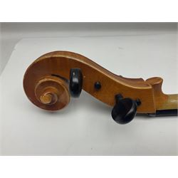 German half-size cello with 69cm two-piece maple back and ribs and spruce top; L112.5cm overall; in soft carrying case with two bows