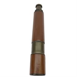 British WWII brass and leather telescope, marked tele. sct. regts mkII, with broad arrow,  mark, together with a brass three draw telescope 