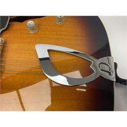 DeArmond Guild Star Fire Custom semi-acoustic guitar c2009 with tobacco sunburst finish and USA DeArmond gold foil pick-ups; serial no.KC9091266; L104cm; in Spider carrying case