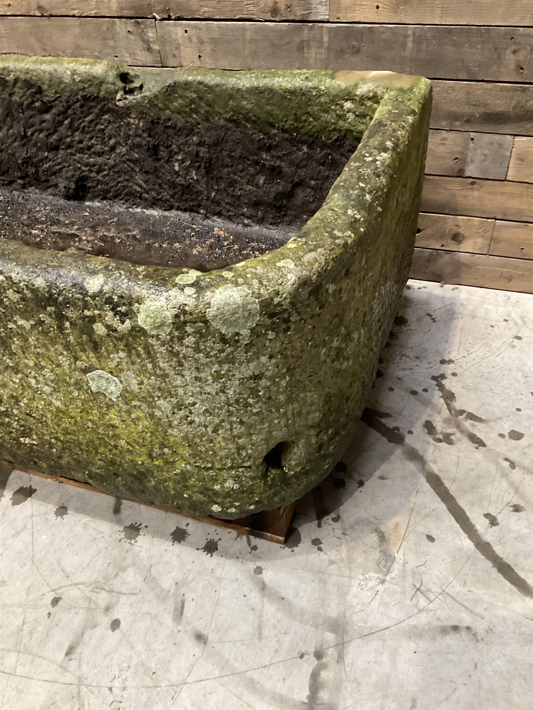Large 19th century D shaped stone trough