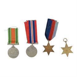 WWII medal group, War medal, Defence medal, 1939-45 star and Air Crew Europe star,  with box of issue 