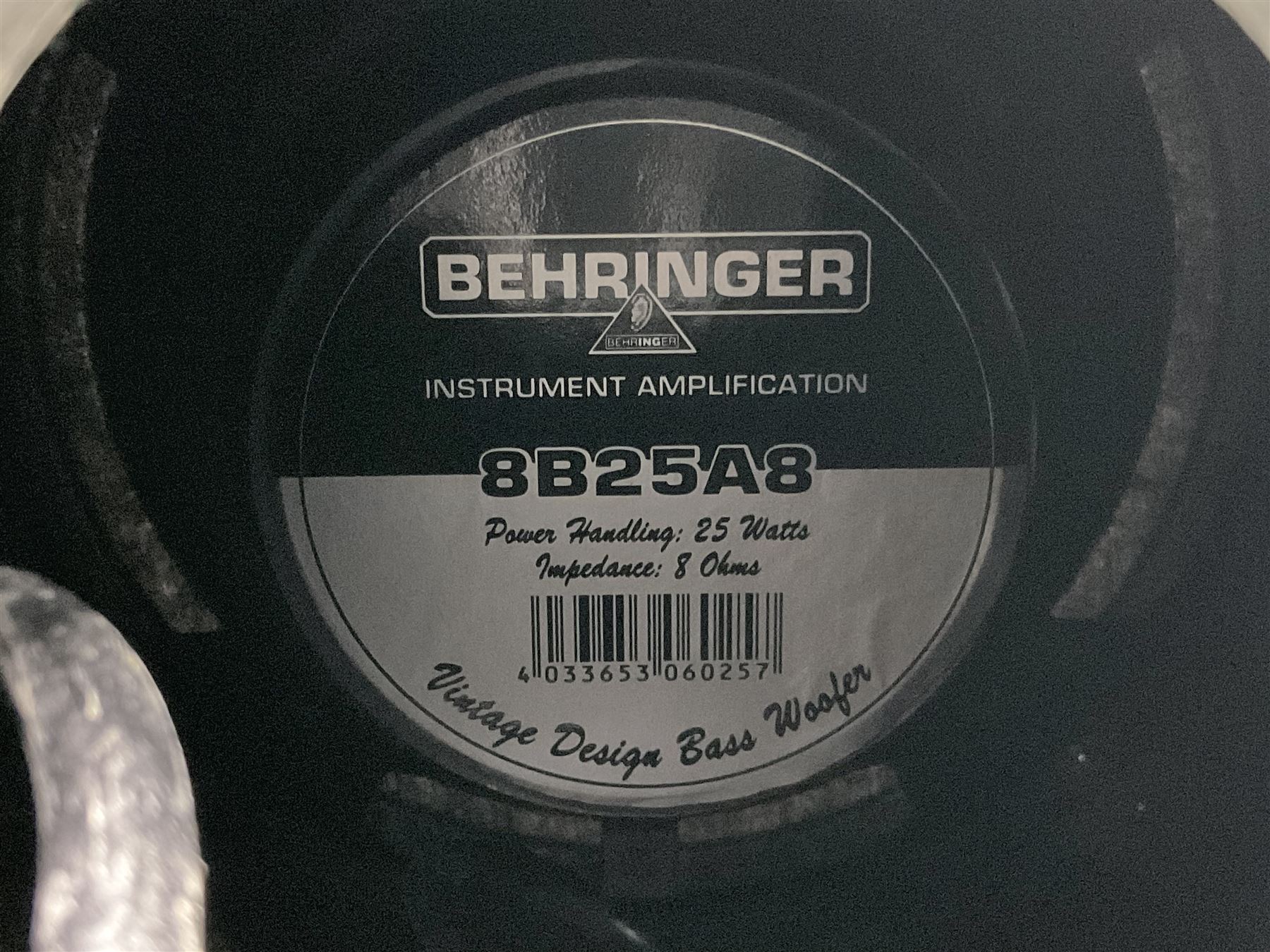 Richwood electric bass guitar in blue, cream and natural finish L117cm; in Fender soft carrying case; together with Behringer Thunderbird Bx108 amplifier date code 0 4 11.