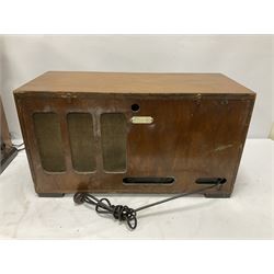 Two 1930s radios, comprising Art Deco Lotus valve example with copper fixtures, H50cm W37cm  together with a Swan Aerodyne example decorated with inlay