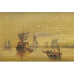 W A Turnbull (British 19th/20th century): Dutch Shipping, oil on canvas signed and dated 1906 verso 24cm x 34cm