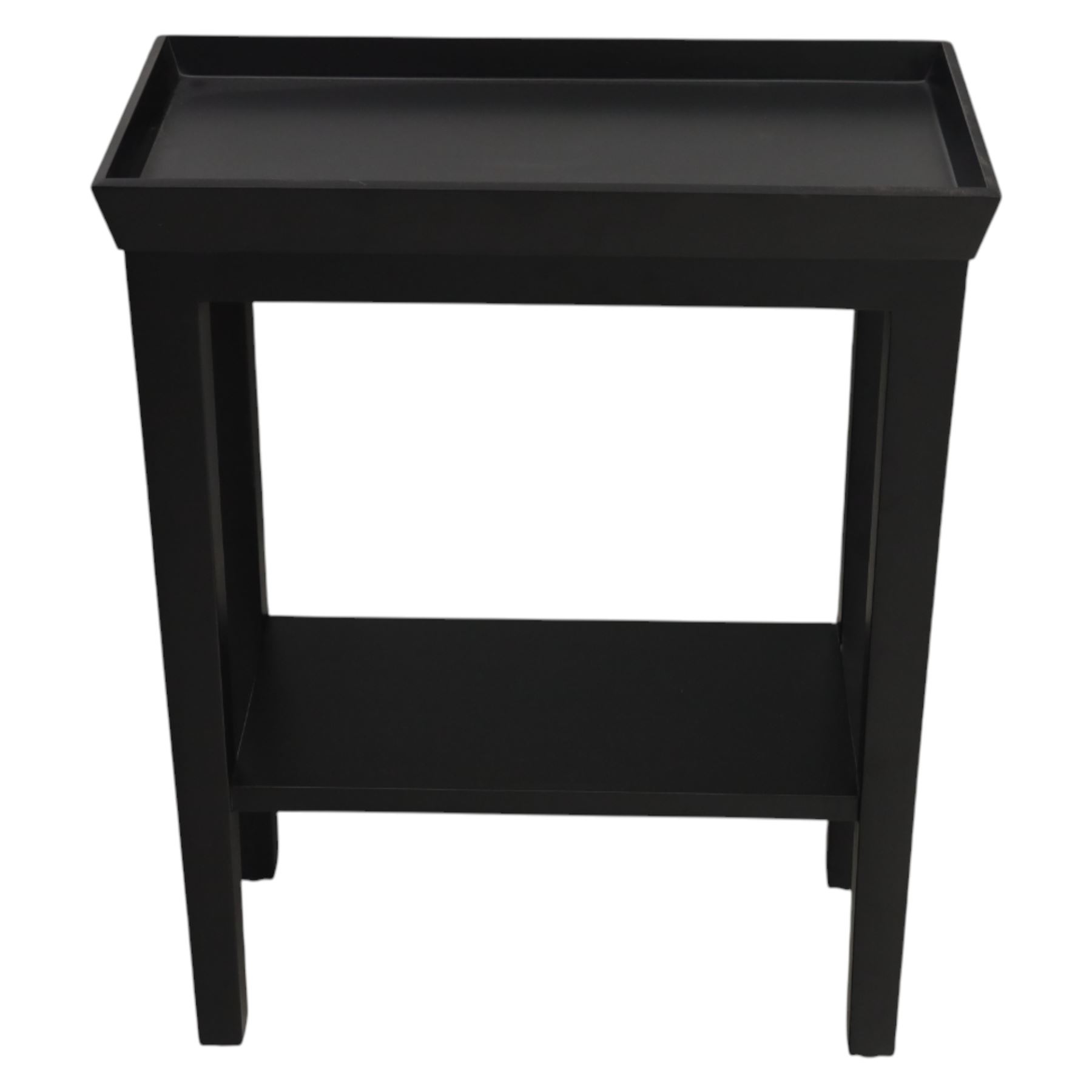 Oka - Gustavian sofa side table, rectangular form with dished top, on square tapering supports united by undertier 