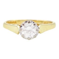 18ct gold single stone round brilliant cut diamond ring, Birmingham 1976, diamond approx 0.40 carat