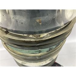 Two port and starboard brass lamps, each with a plaque marked 'Noack as Lanterne KL.A Serie 700 Type 704D Babord', ribbed green and red glass shades, H44cm