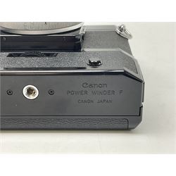 Canon F1 camera body, serial no. 136281, with 'Canon FD 50mm 1:1.8 S.C' lens, serial no.1702944 and Canon F Power winder, serial no.120072