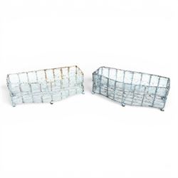 Eight small painted wirework garden planters, painted in antique white and grey finish