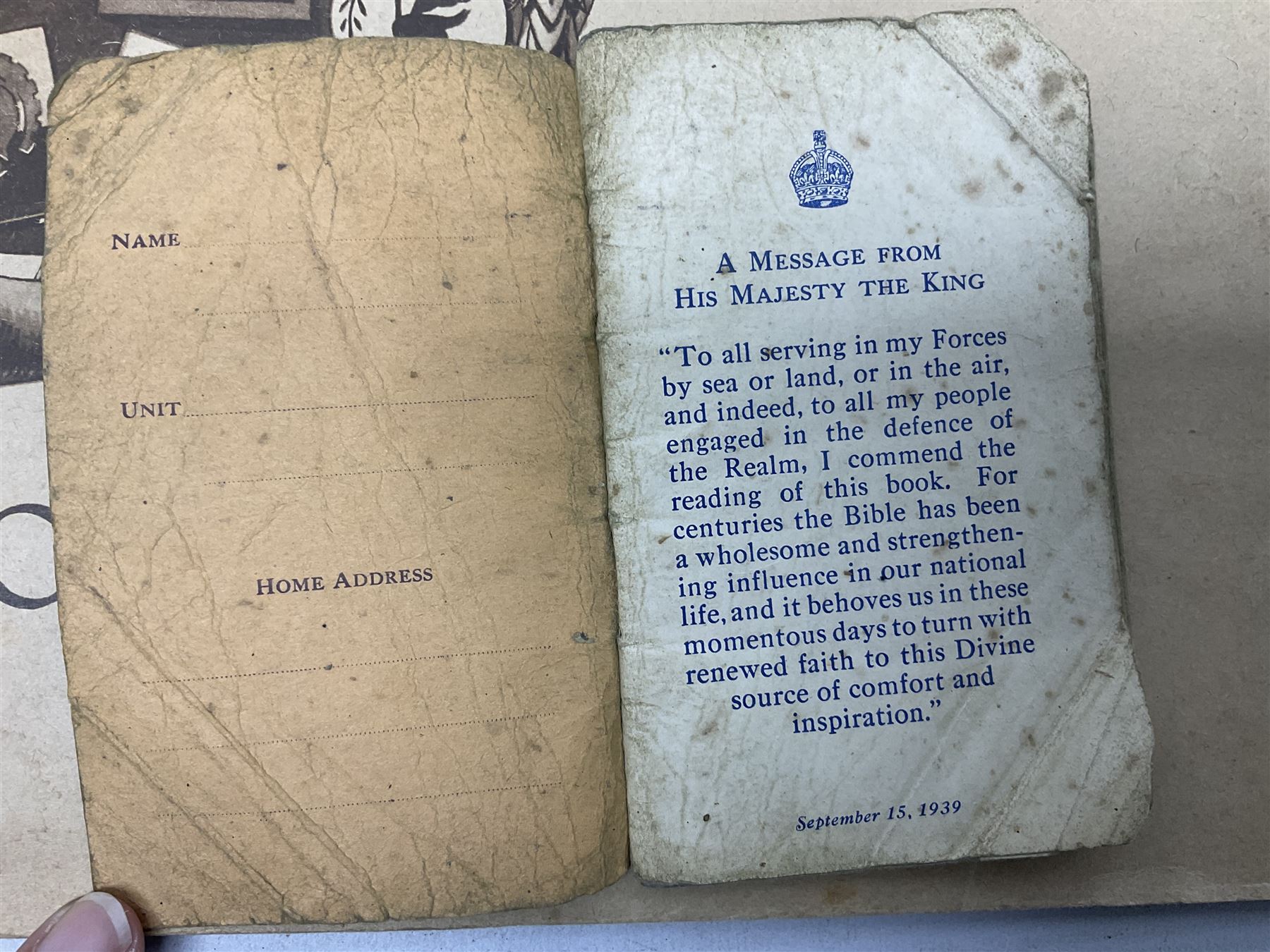 Modern album containing over sixty postcards and photographs including memorial portraits of KIA soldiers, regimental crests, comic, WW1 embroidered silk, uniforms, cap badges, camp and manoeuvre images etc; another personal photograph album of WW2 soldiers relaxing; Royal Armoured Corps booklet 'The Italian Campaign 3rd Sep. 1943 - 2nd May 1945; and other paper ephemera of military interest