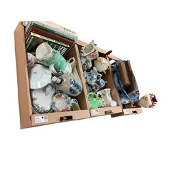 Newhall tea bowl and saucer, together with Japanese tea set, shells etc, in three boxes 