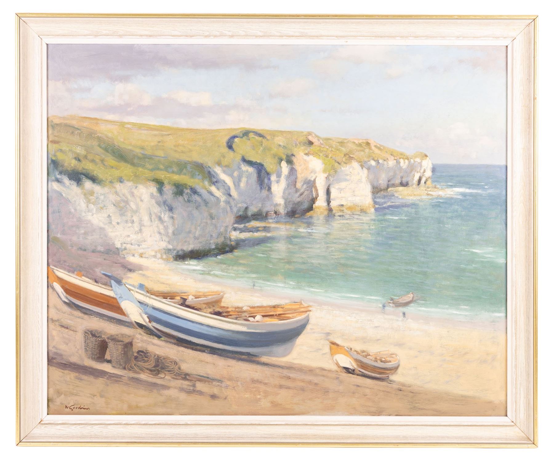 Walter Goodin (British 1907-1992): North Landing Flamborough, oil on board signed 60cm x 74.5cm